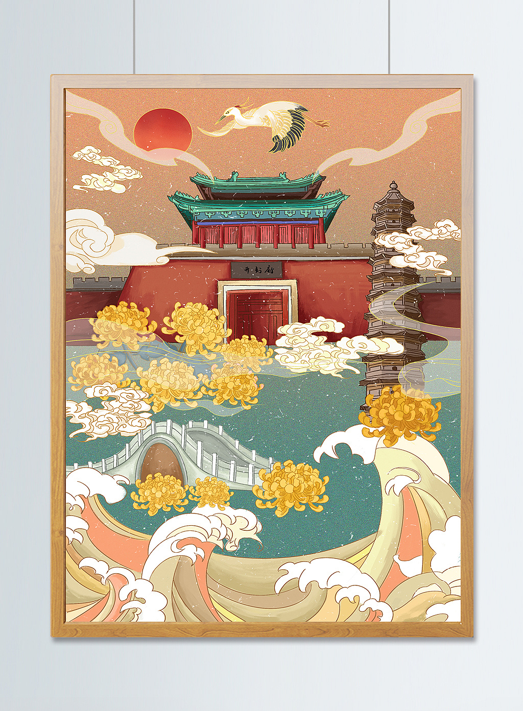 手绘建筑中国风插画