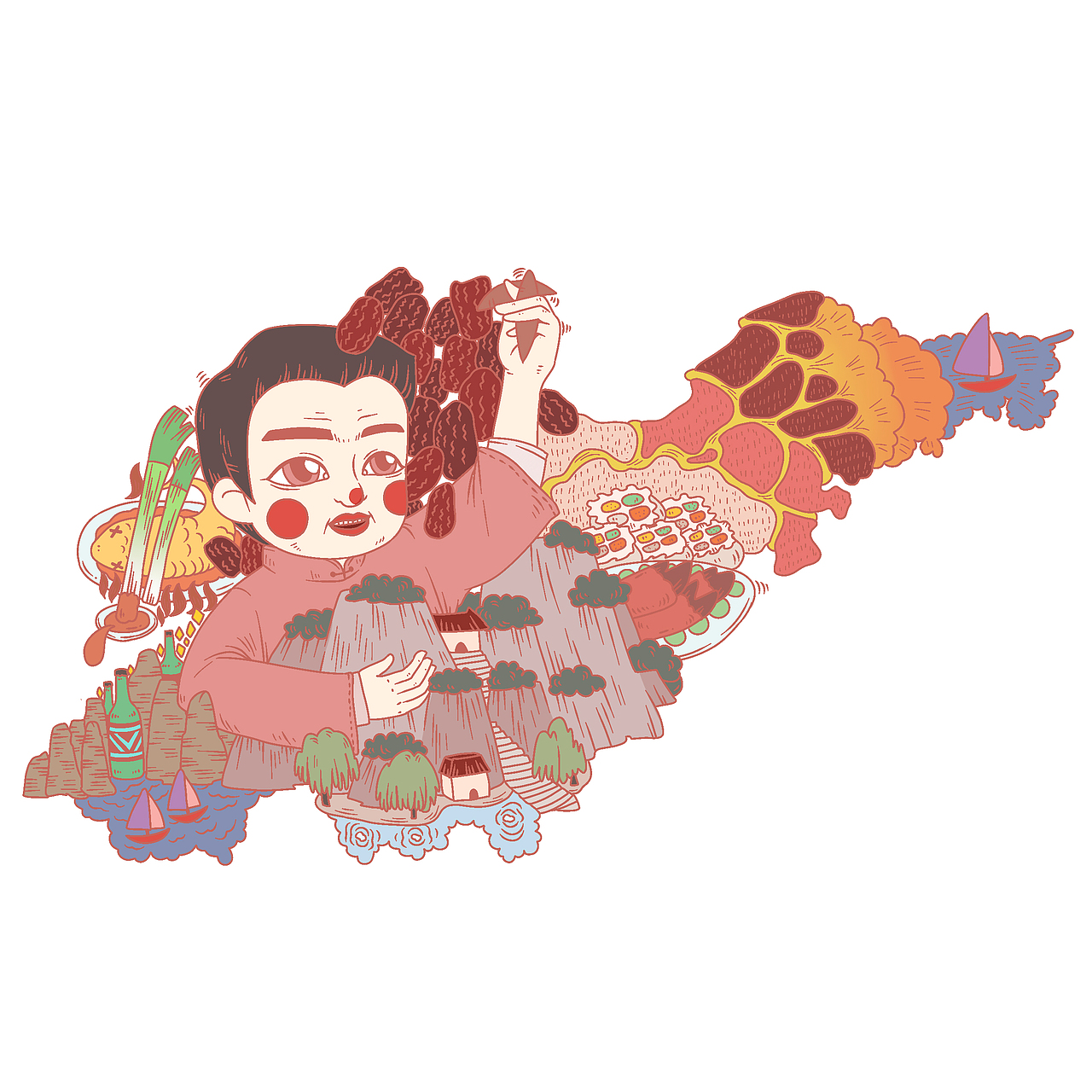 「毕设」各省的插画（三）（图ZNzc3NzA1OTI=） - 艺术插画 - 站酷设计师余肉原创素材 - 站酷ZCOOL