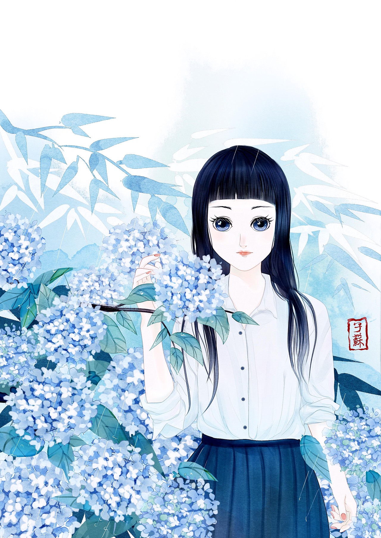 少女与绣球花