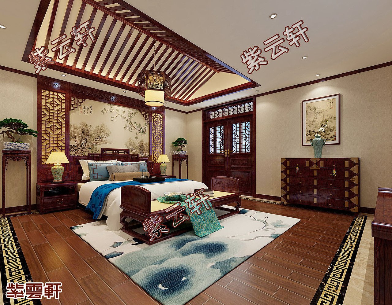 主卧室古典中式装修设计  紫云轩