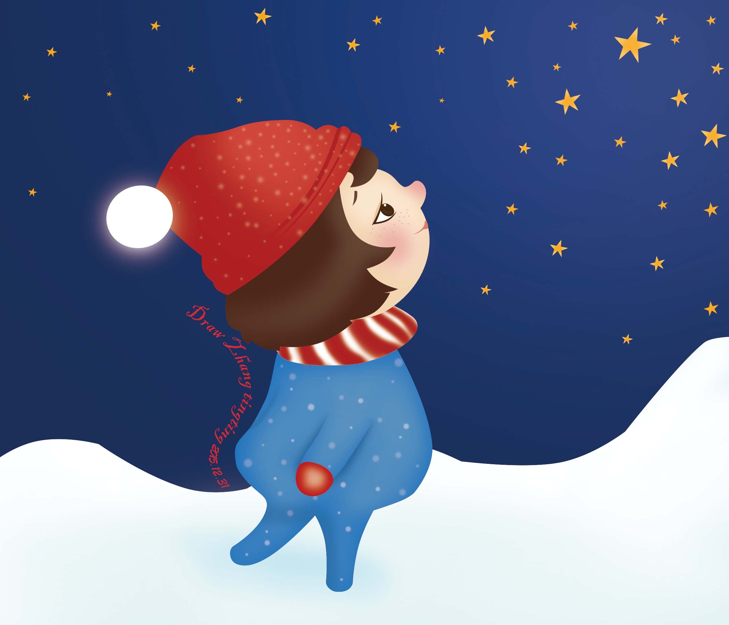 ps临摹冬夜女孩