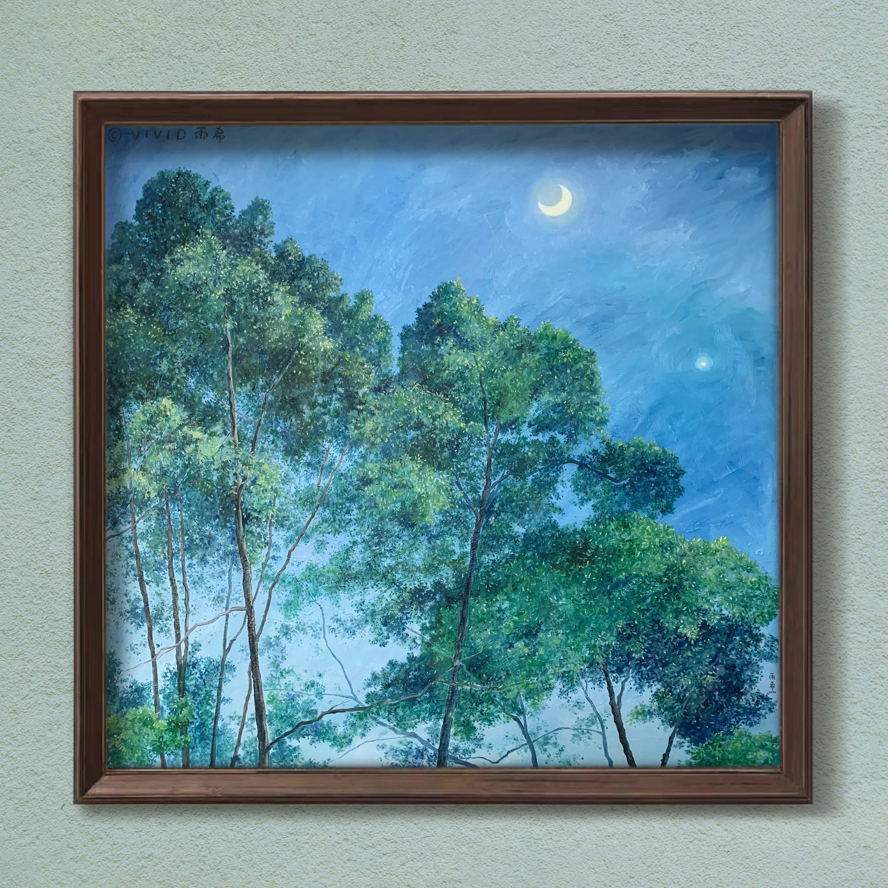 月色真美布面油画