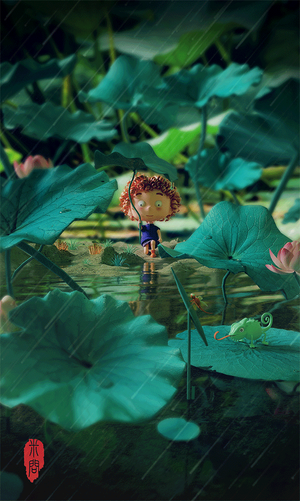巫女阿吉系列 雨（图ZMTcxMzAzOTQ4） - 儿童插画 - 站酷设计师米问原创素材 - 站酷ZCOOL