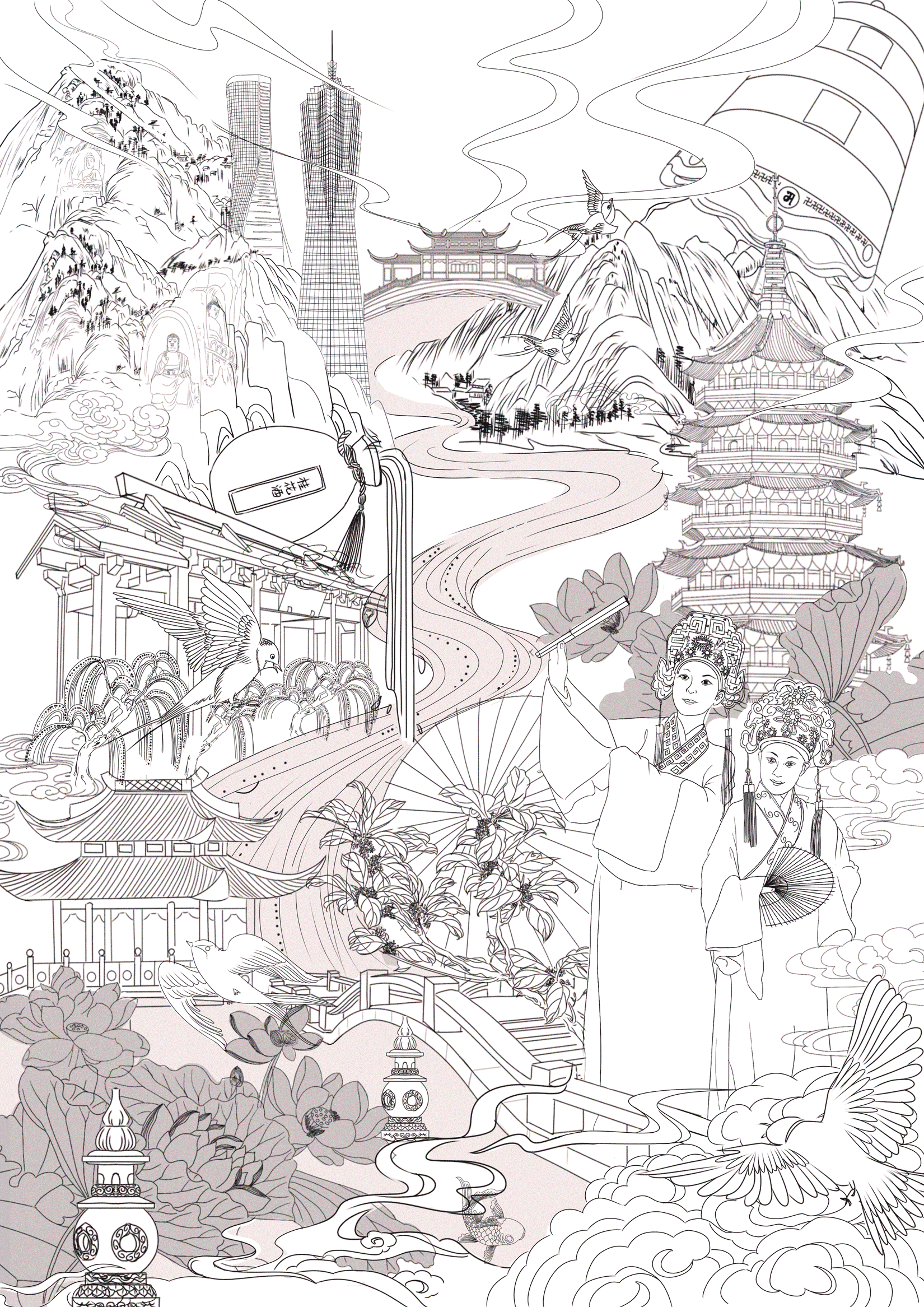城市插画杭州 ＋节日插画女神节（图ZMjY5OTYzMzYw） - 商业插画 - 站酷设计师陌上插画原创素材 - 站酷ZCOOL