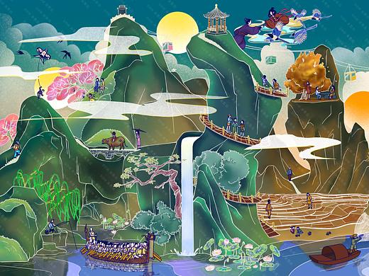 中华四季传统节日-浓缩山水画