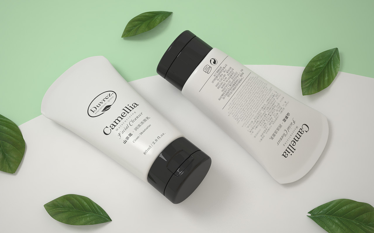 化妆品包装护肤品包装山茶花洁面乳©刘益铭原创作品（图ZMTY3NjUwMDI4） - 包装 - 站酷设计师刘益铭原创素材 - 站酷ZCOOL