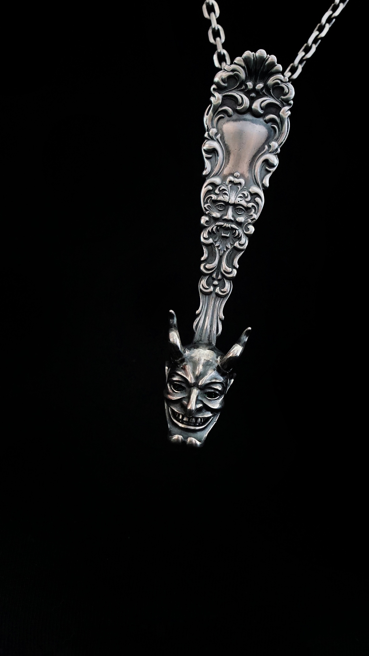 【海王&恶魔之面】暗黑系勺改纯银吊坠
