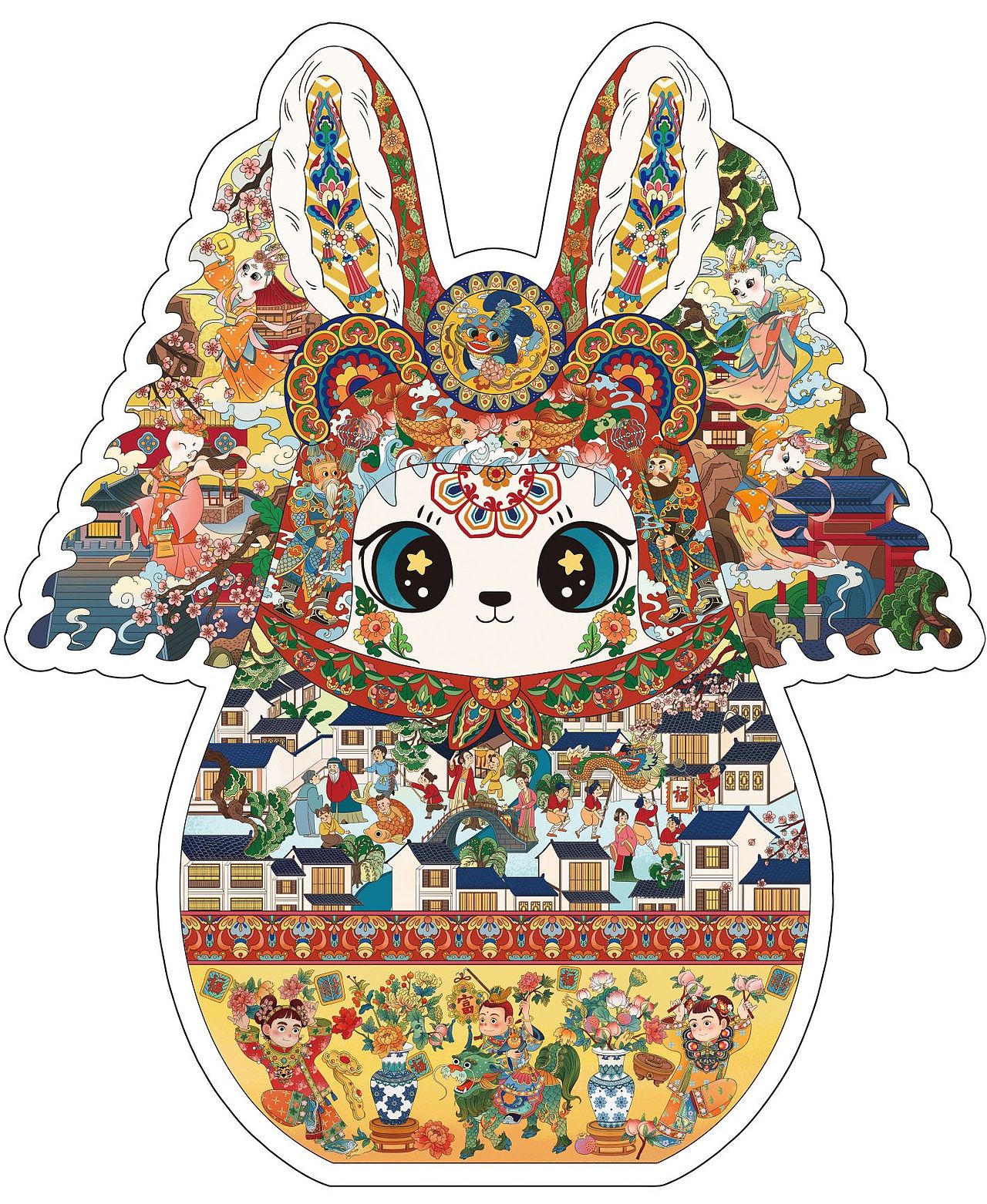 兔兒爺拼圖（圖ZMzM2NjkyOTc2） - 商業(yè)插畫 - 站酷設(shè)計師AD_AD原創(chuàng)素材 - 站酷ZCOOL