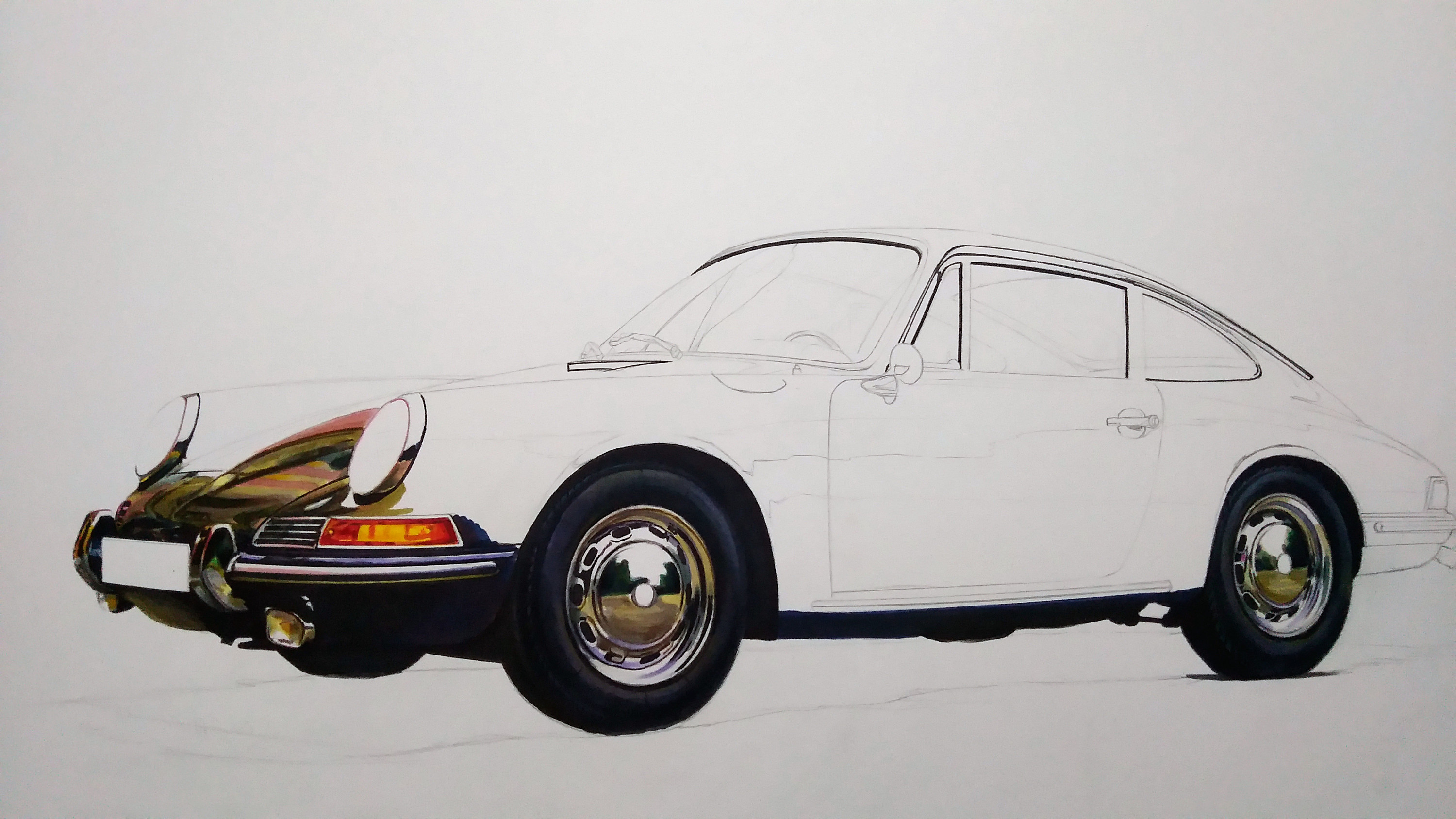 马克笔汽车手绘 porsche 第一代 911(1964-1973)