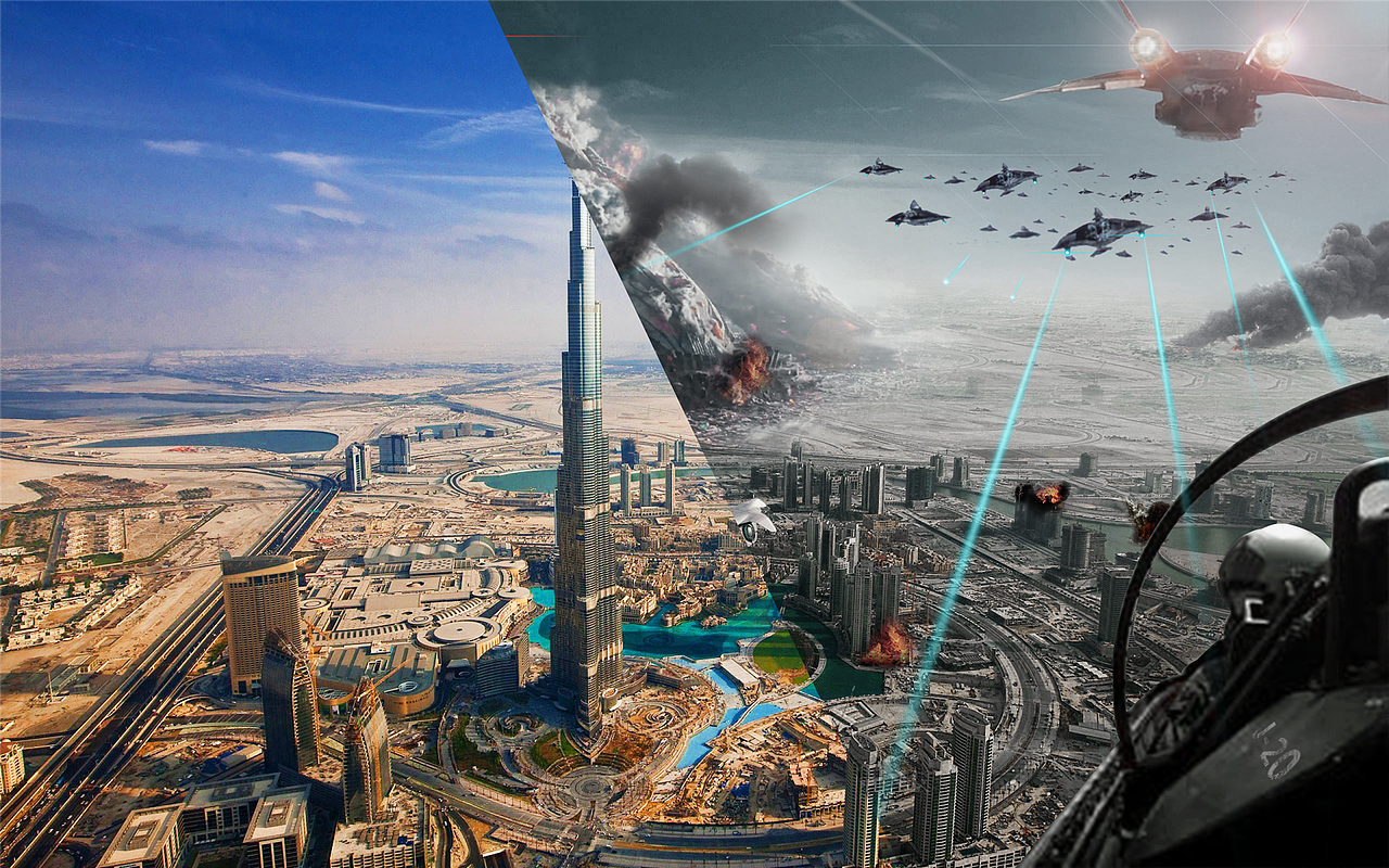 photoshop合成创意独立日卷土重来