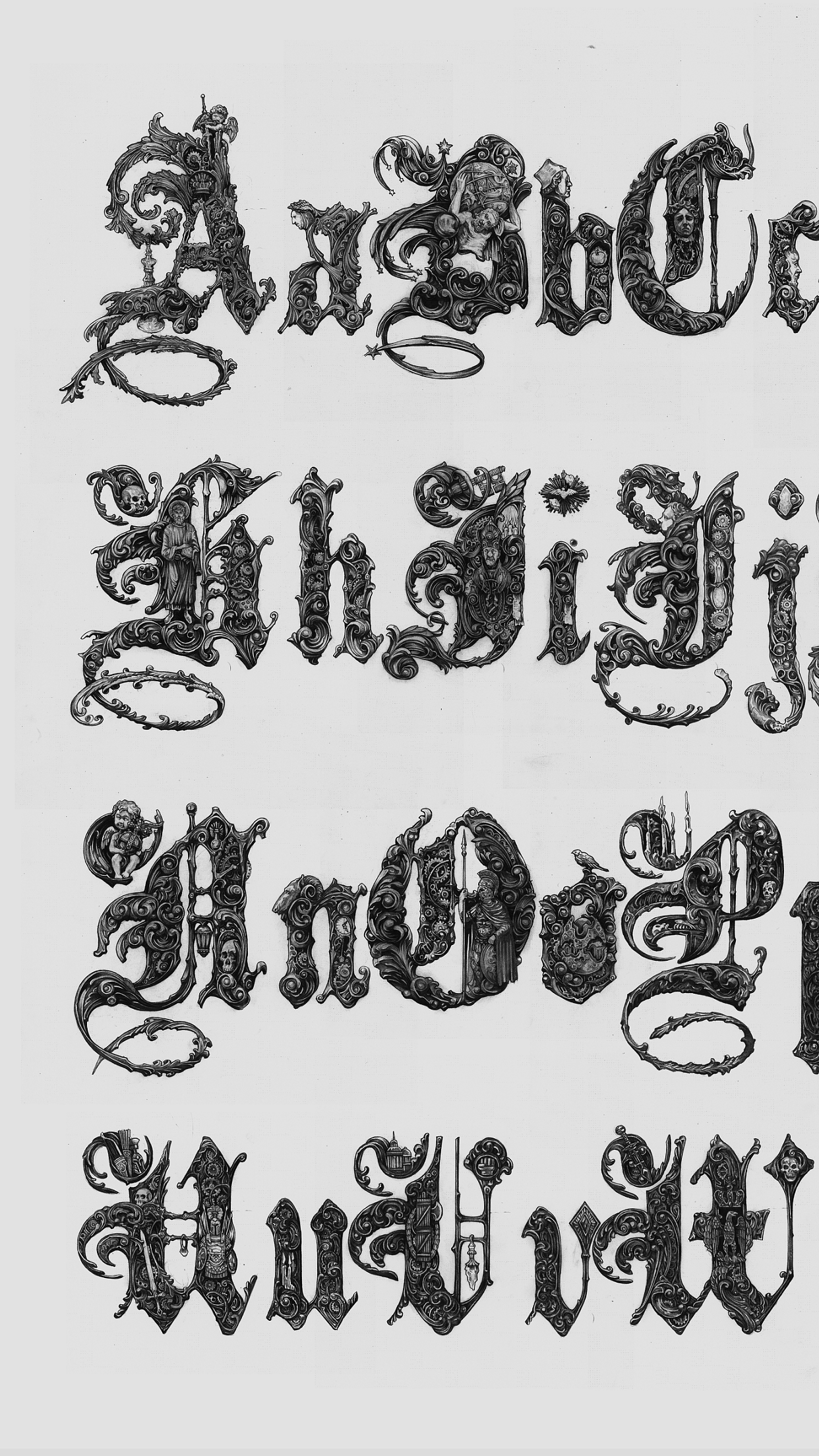 手绘哥特体字母