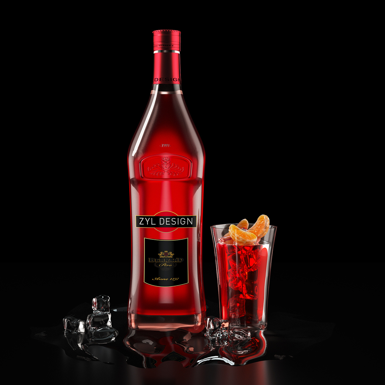 红酒瓶建模渲染作品 - 原创作品 - 站酷(zcool)