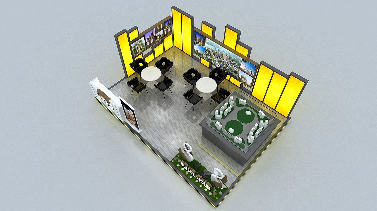 观湖水槿房地产展位设计3D效果图（图ZMjA2MTkyNTk2） - 场景 - 站酷设计师3D设计师NG男原创素材 - 站酷ZCOOL