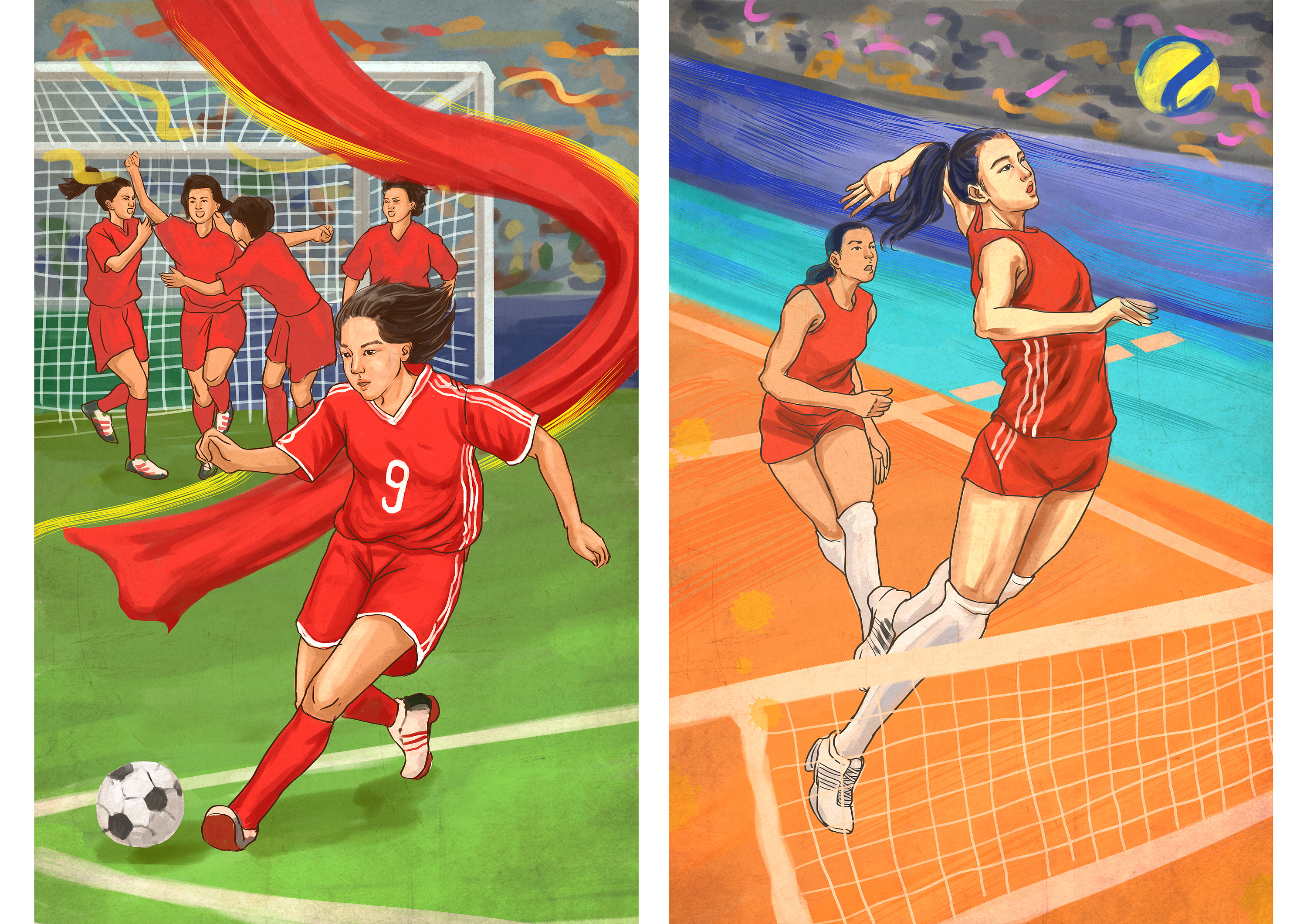 献礼70周年国庆《人民日报》&阿迪达斯主题插画