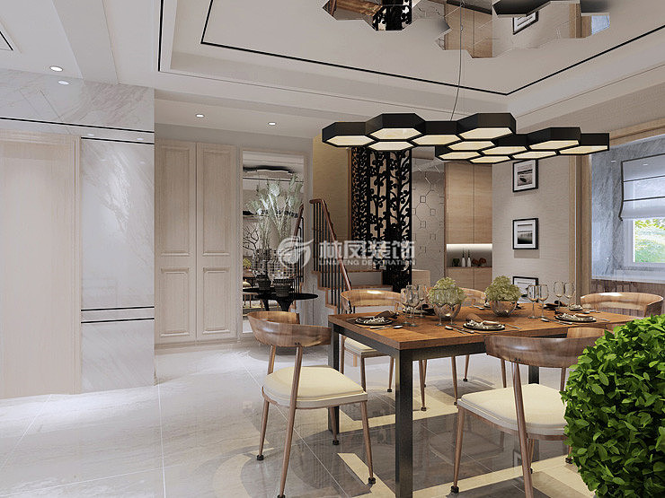 荣盛爱家丽都194平四室两厅简约混搭风格装修效果图