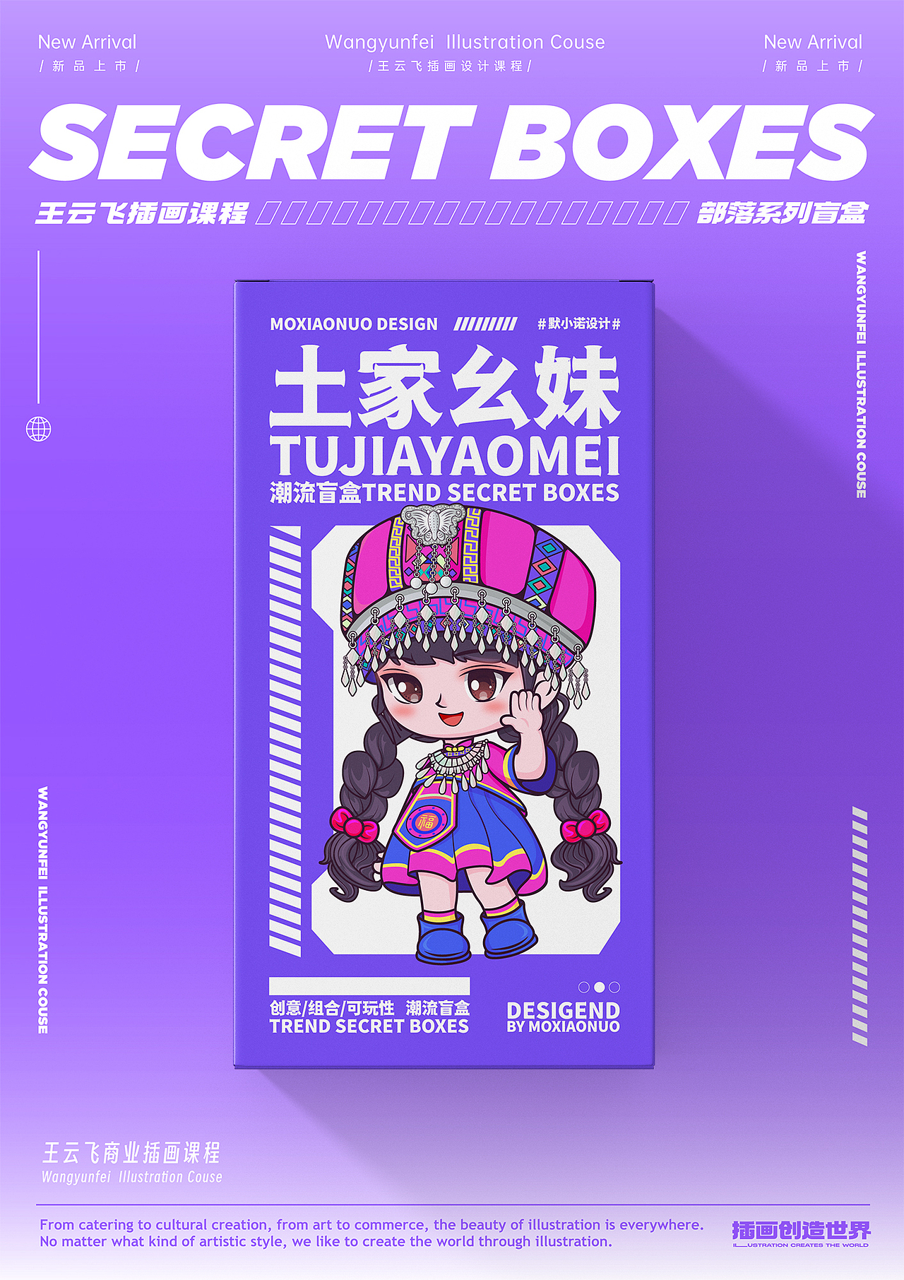 【原创】AI矢量插画/56民族盲盒设计-土家族