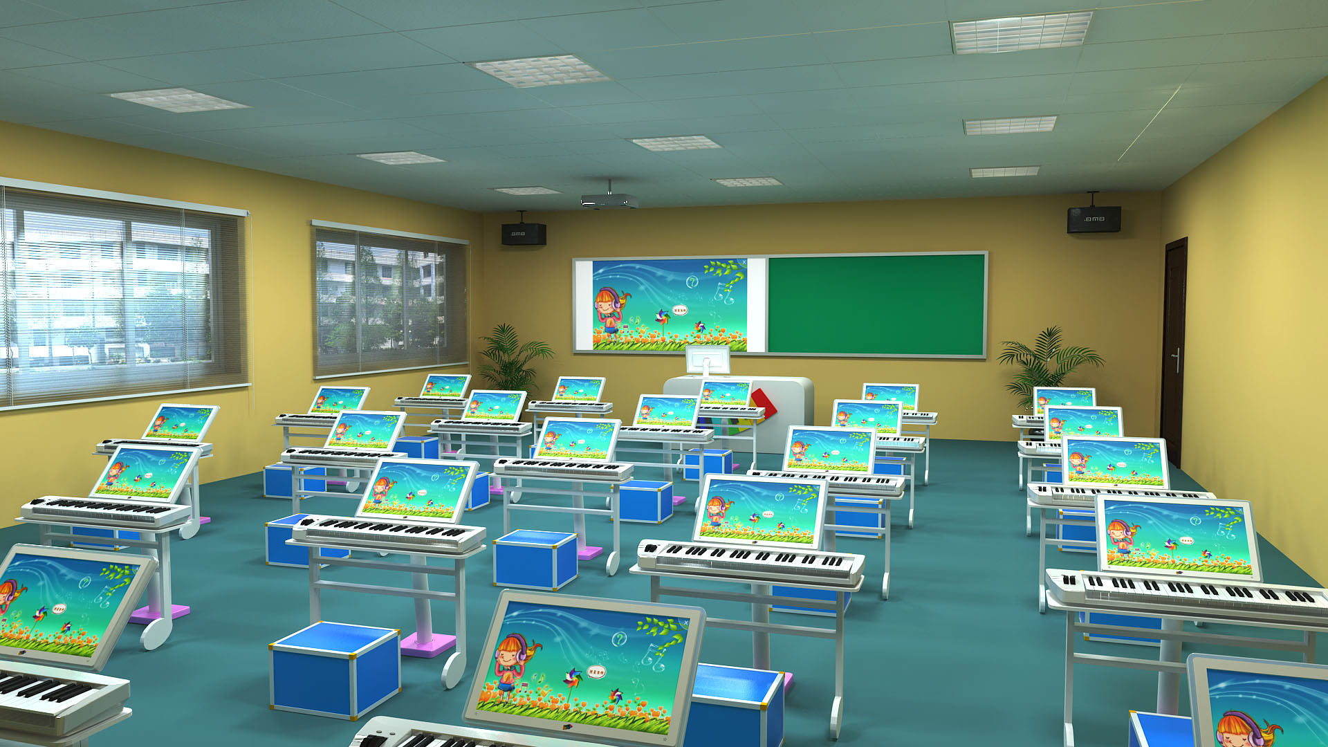 数字化音乐教室3d效果图