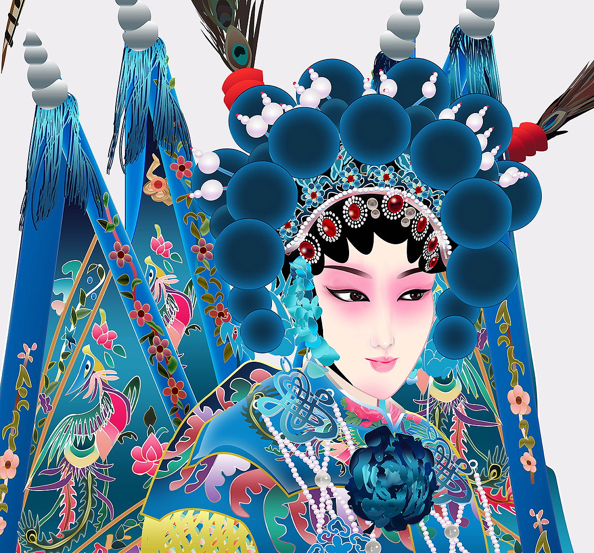 武旦刀马旦京剧人物矢量插图