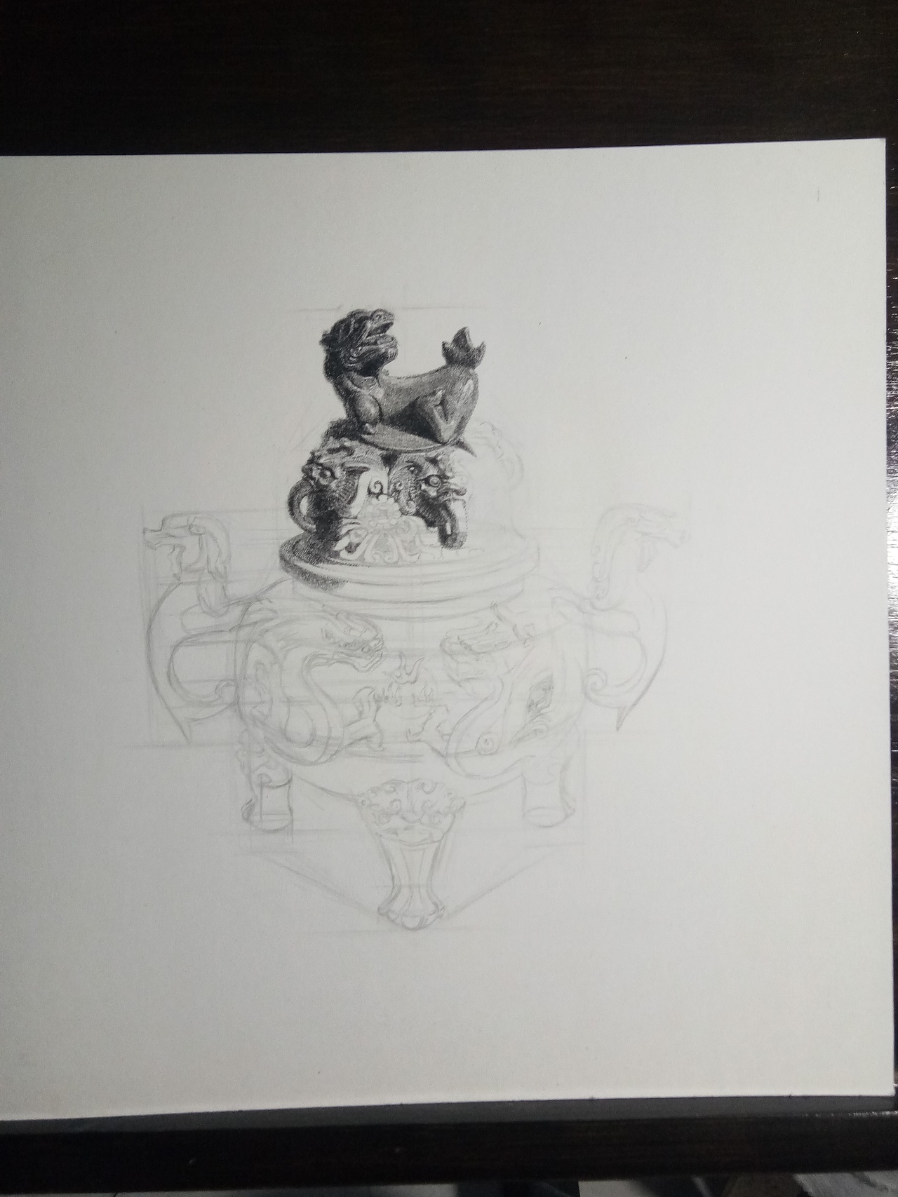 白铜香炉写生