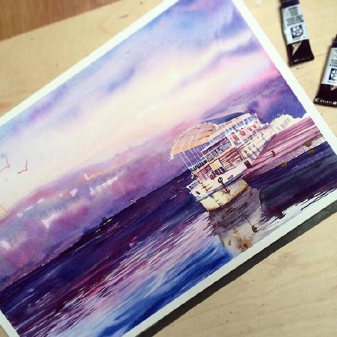 唯美水彩画,简单生活简单水彩