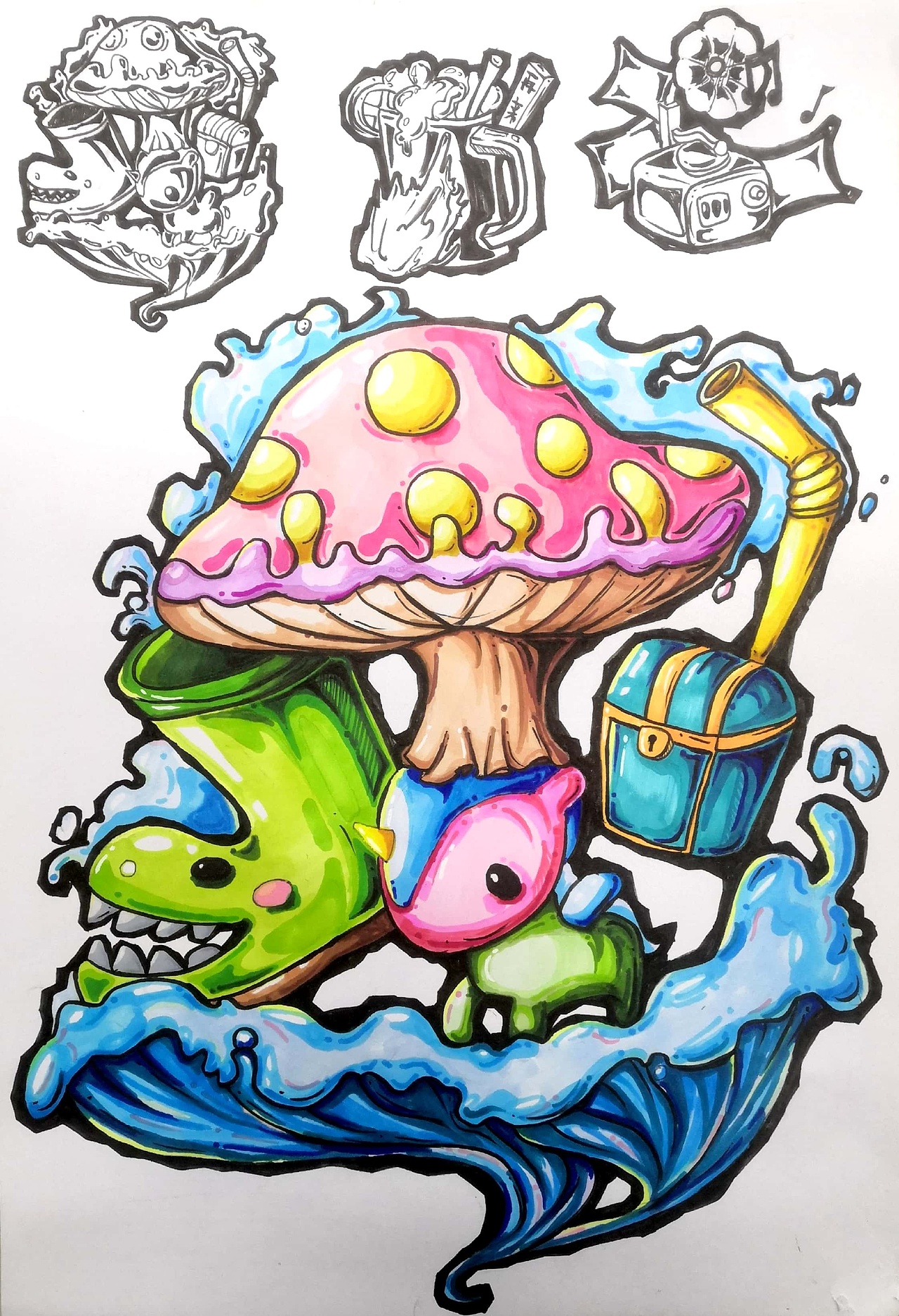 高三学生作业走一波～（图ZMjQ1ODIzMDky） - 新锐潮流插画 - 站酷设计师孟爷子原创素材 - 站酷ZCOOL