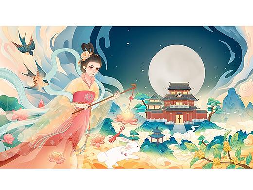 《嫦娥》中秋创意商业插画