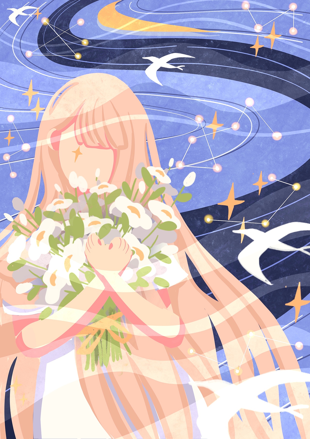 1举报收藏分享原创作品插画艺术插画星河少女文创唯美女孩smaltsmalt