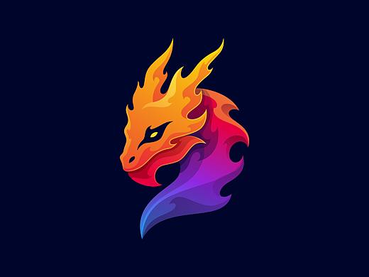 国外炫彩风格龙logo标志AI素材