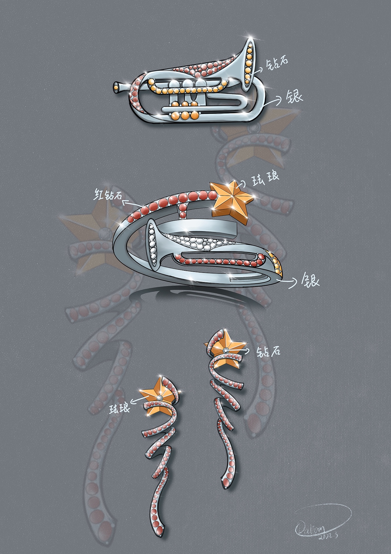 红色｜长津湖：首饰设计（图ZMjk0NjI5Mzg0） - 创作习作 - 站酷设计师Dalian_原创素材 - 站酷ZCOOL