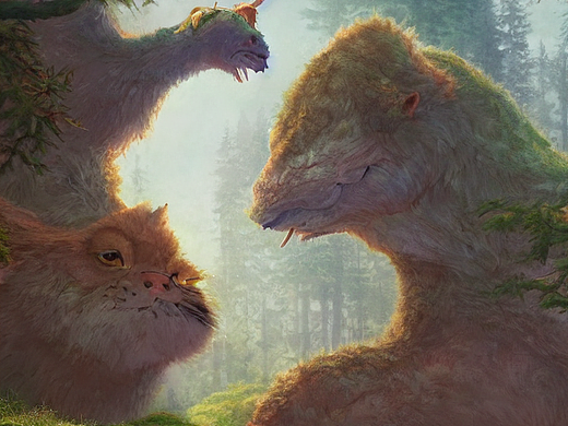 #AI创作实验室#巨型动物，人类，森林，奇幻