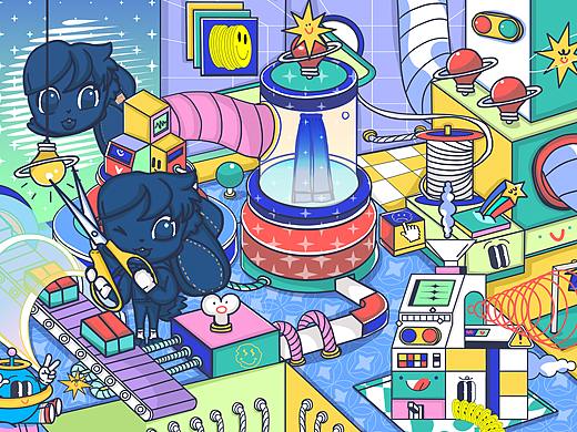 以纯Y2品牌合作的潮牛研究所插画