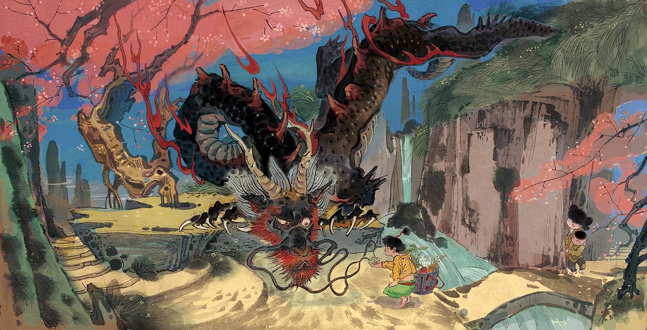 水墨CG——《桃花坞》（图ZMTg2MDA2ODA=） - 商业插画 - 站酷设计师莲羊原创素材 - 站酷ZCOOL
