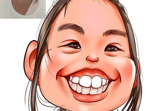微笑的小女孩似颜绘夸张肖像漫画,你们觉得可爱么?