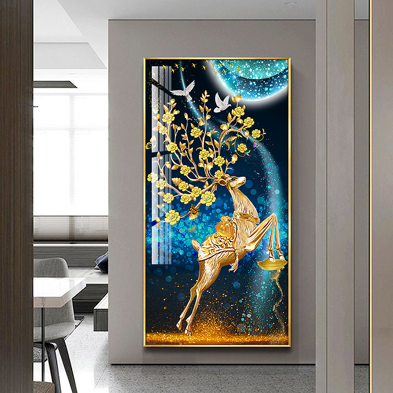 金鹿送福装饰画画芯设计（图ZMjYwMzMwNjA0） - 图案 - 站酷设计师艳子王原创素材 - 站酷ZCOOL
