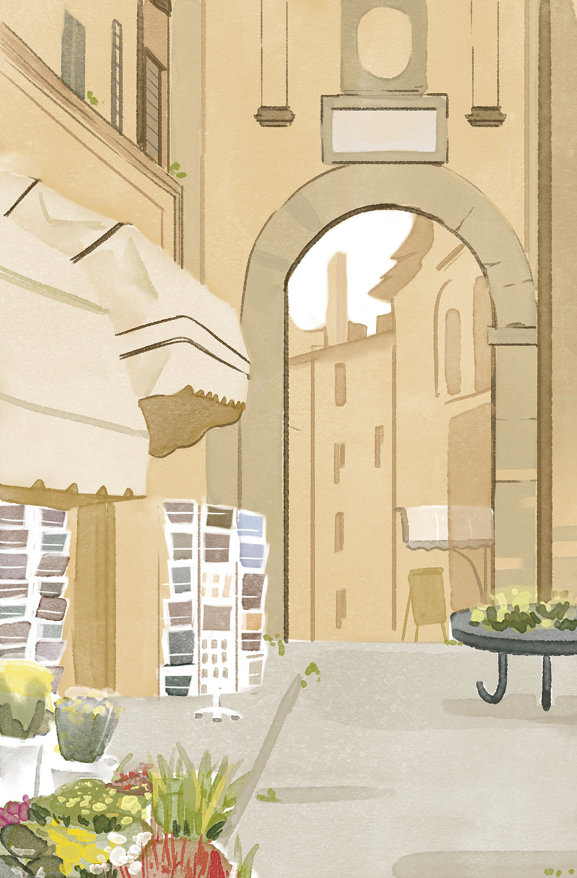 水彩风场景插画-闲景余忆