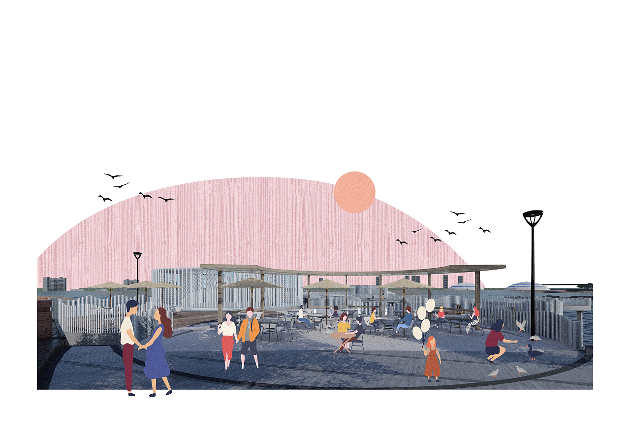 福建厦门白城沙滩改造拼贴风效果图(习作)|空间|景观设计|鲞仟 - 原创