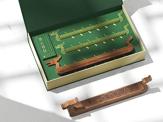 龙腾端午木质龙舟熏香礼盒