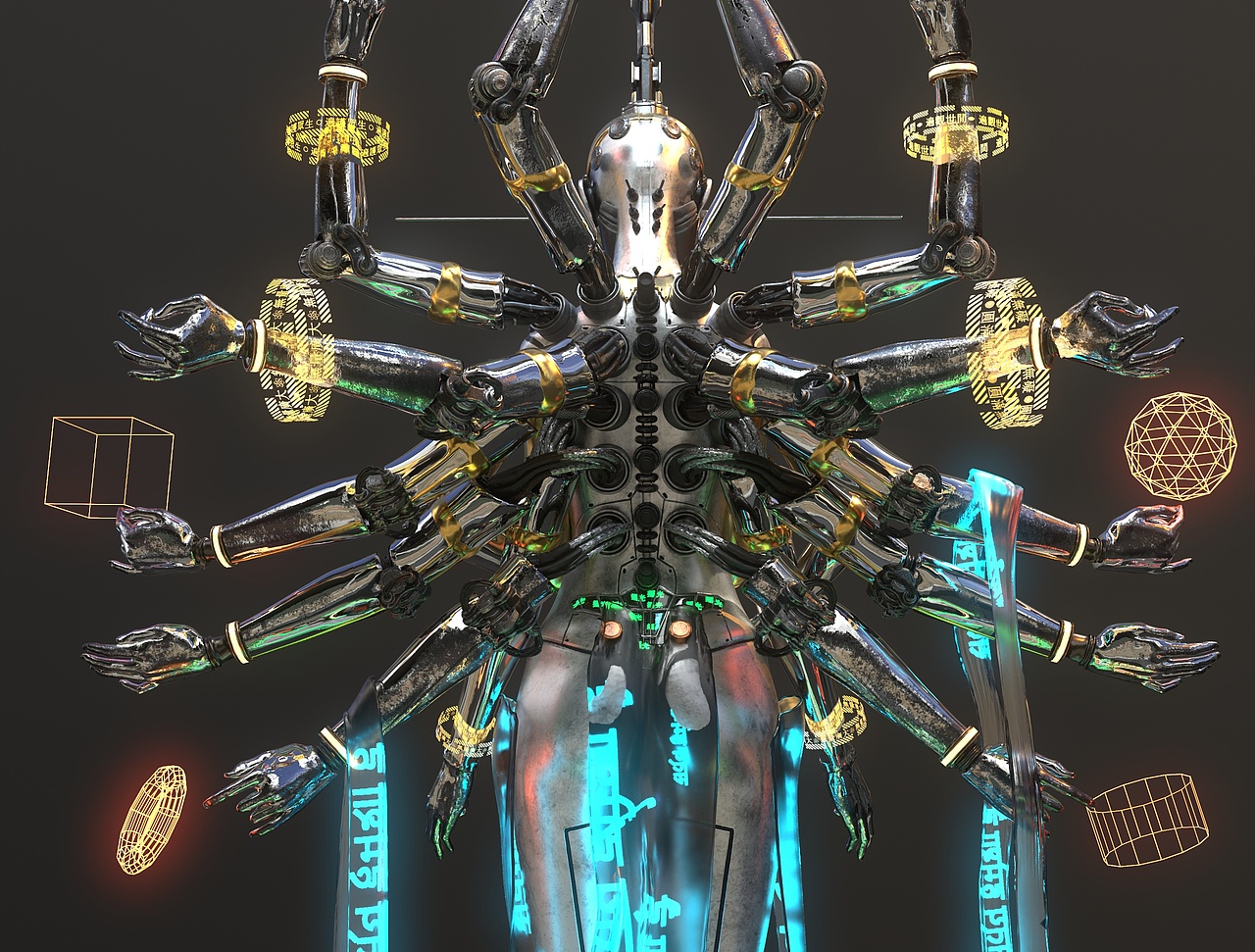 赛博朋克-千手观音|三维|机械/交通|摇光__原创作品-站酷(zcool)