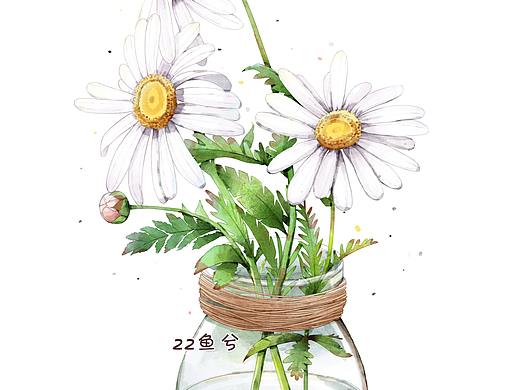 鱼兮ps手绘水彩小插图