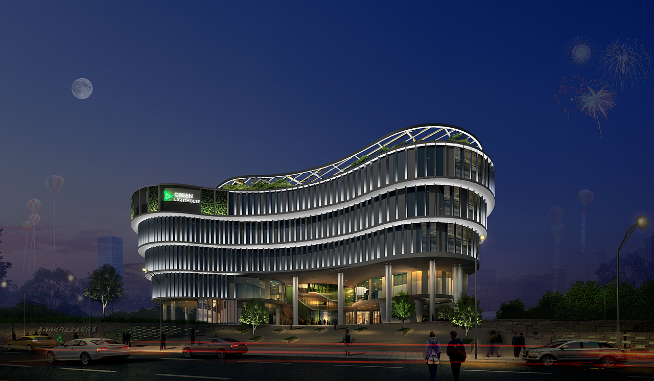 某广场夜景建筑（图ZMTE2OTMzNTk2） - 建筑设计 - 站酷设计师清汤寡水先桑原创素材 - 站酷ZCOOL