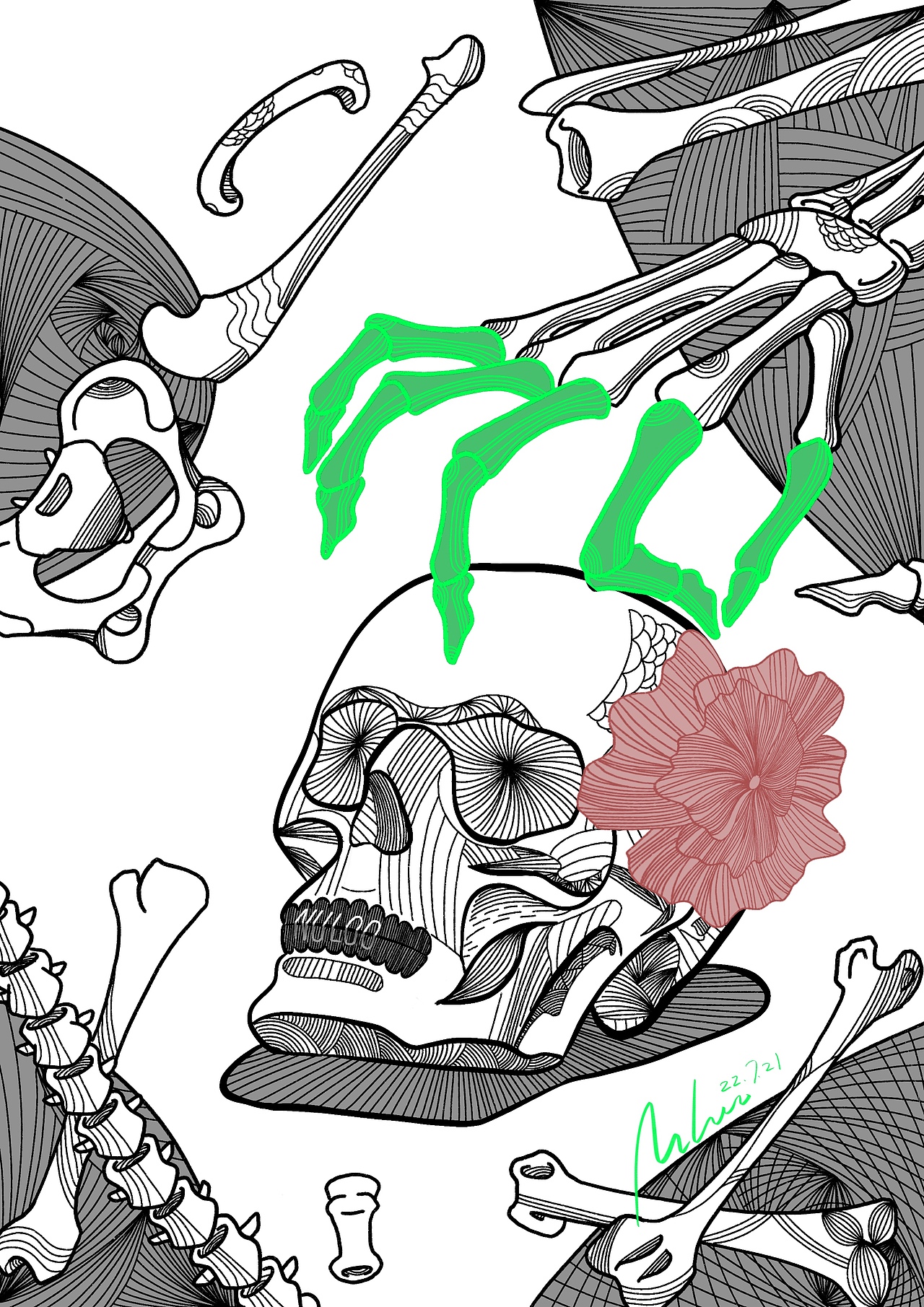 #001《💀🌴🌷》