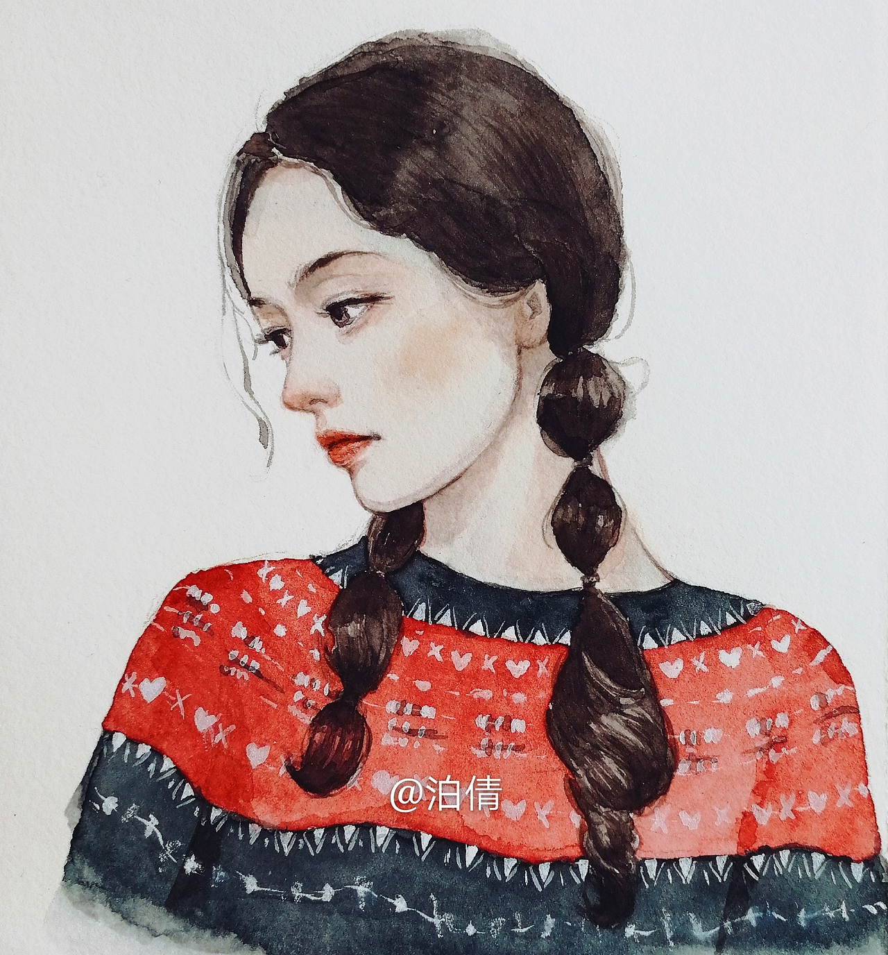 水彩女生头像（图ZMTg4NDA3OTY0） - 创作习作 - 站酷设计师泊倩原创素材 - 站酷ZCOOL