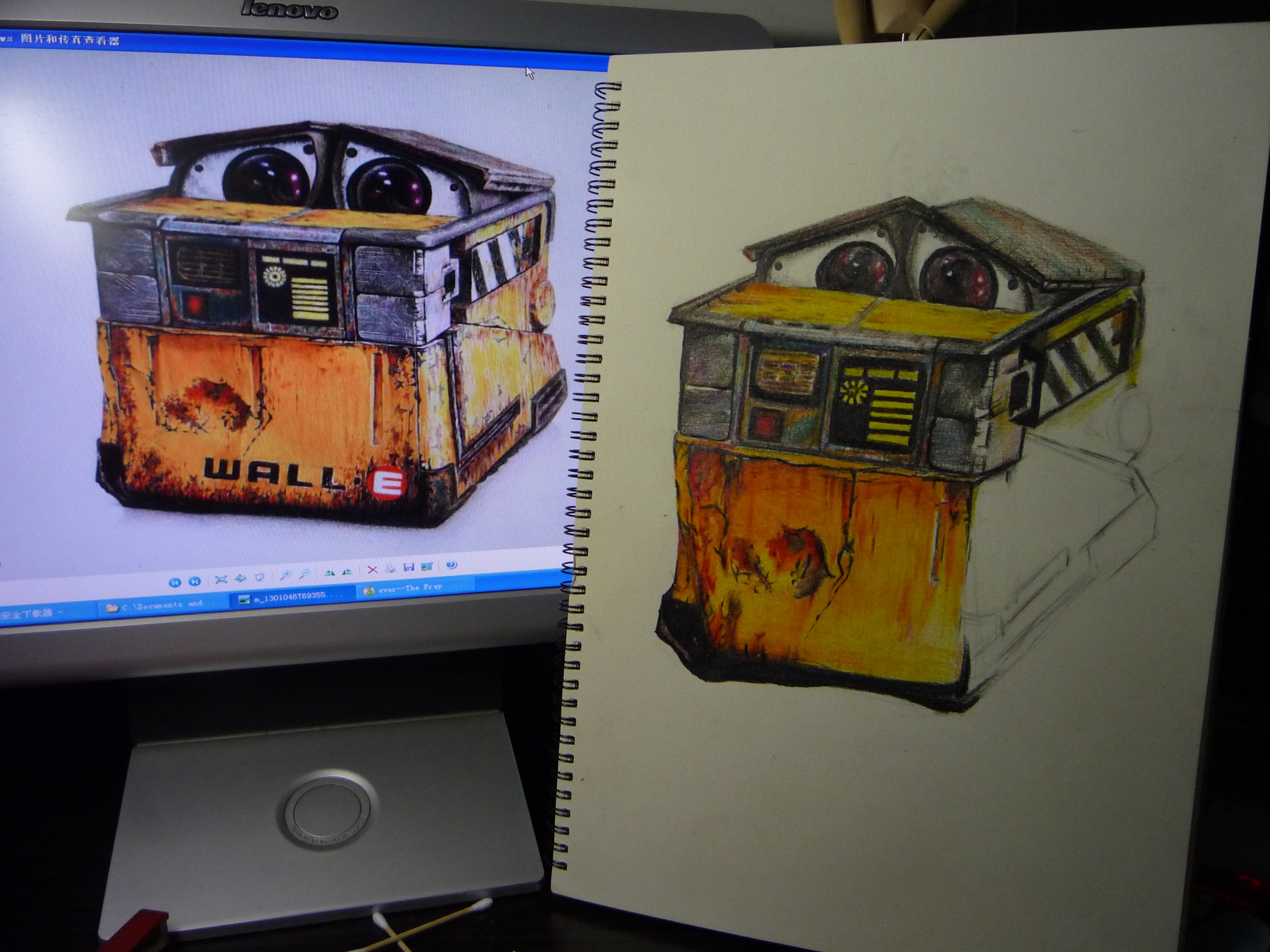 机器人瓦力(临摹)初学彩铅画作品
