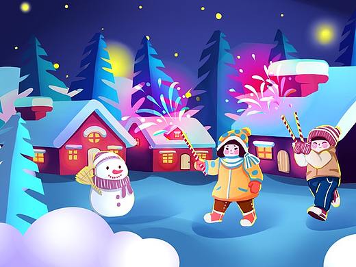 家乡，下雪了吗~（个人主页-ZMzE4NTEwMTY=） - 商业插画 - 站酷设计师小月光仔儿原创素材 - 站酷ZCOOL