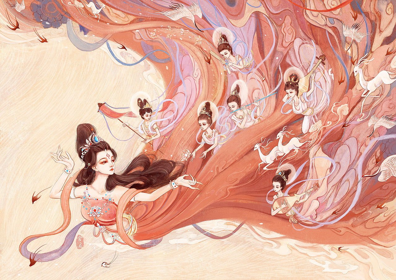 飞天出游（图ZMjQ3NzU1NzE2） - 创作习作 - 站酷设计师舍溪原创素材 - 站酷ZCOOL
