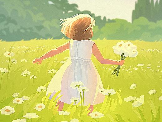 【色彩治愈之旅】草地里的女孩