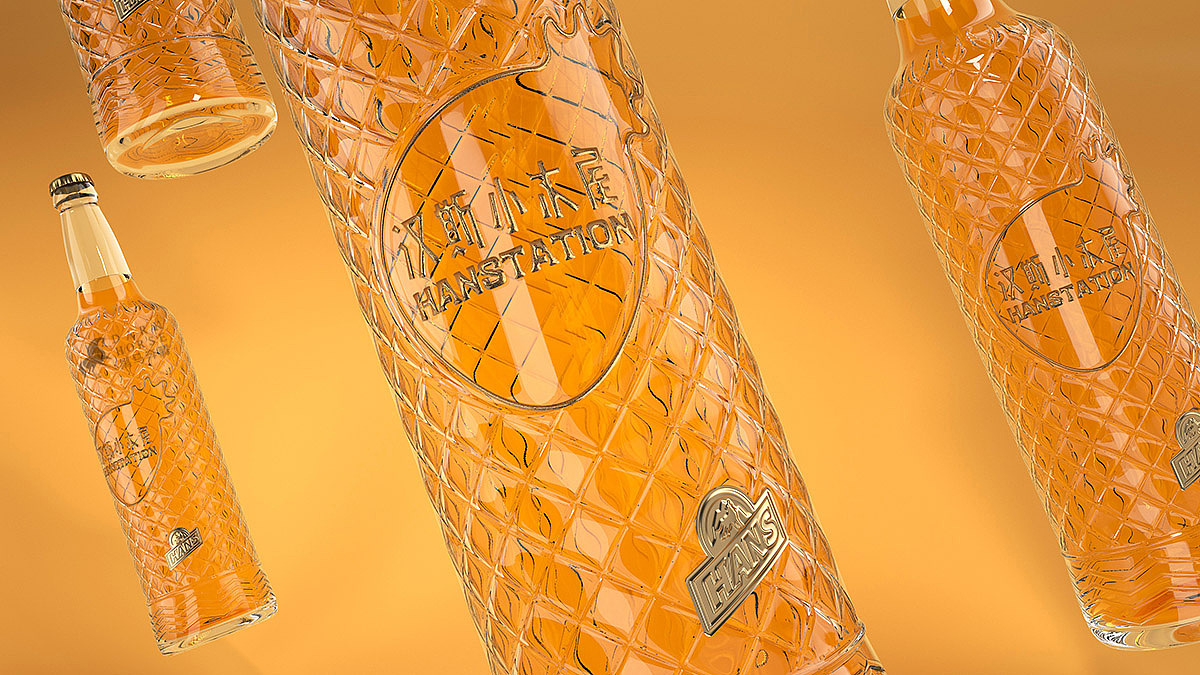 饮料产品设计菠萝啤瓶型设计黑马奔腾创意设计