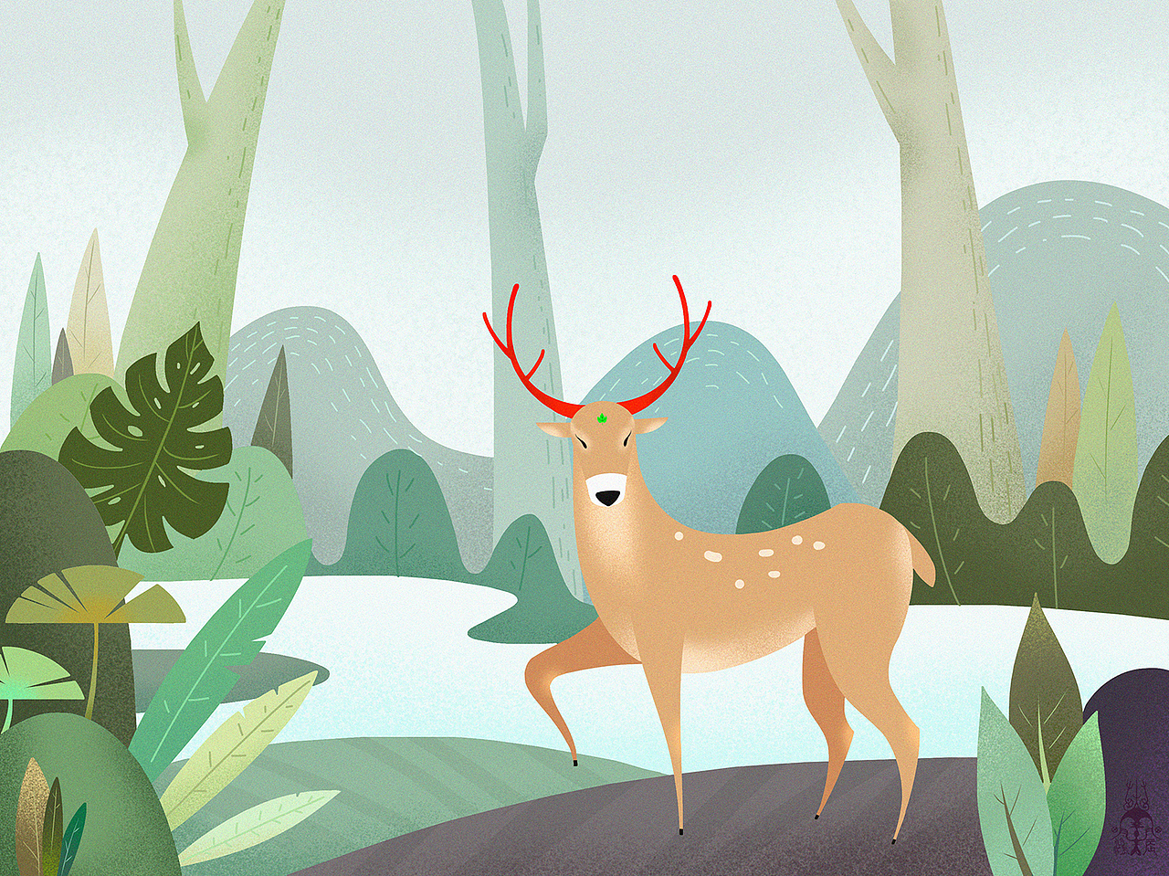 山城小面  小吃 logo设计搞笑动画小短片标签鹿插画包装插画添加表情