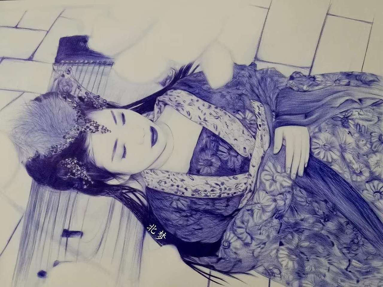 圆珠笔人物绘（藏有一只小猫咪~）（图ZMjE5NzYxOTA4） - 绘画 - 站酷设计师北梦_lm原创素材 - 站酷ZCOOL
