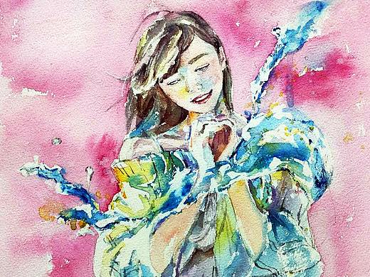 【水彩】【小黑船】 白石麻衣比心（个人主页-ZNDUyNTE5MjA=） - 绘画 - 站酷设计师做啥子原创素材 - 站酷ZCOOL